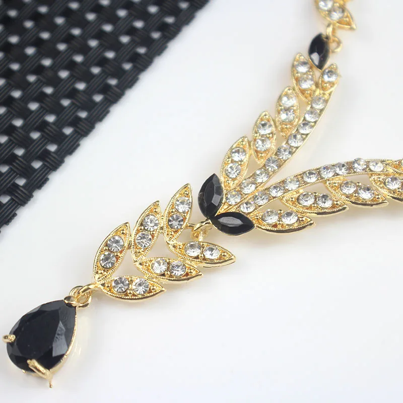 Модный комплект ювелирных изделий для свадьбы золотистого цвета ожерелье с