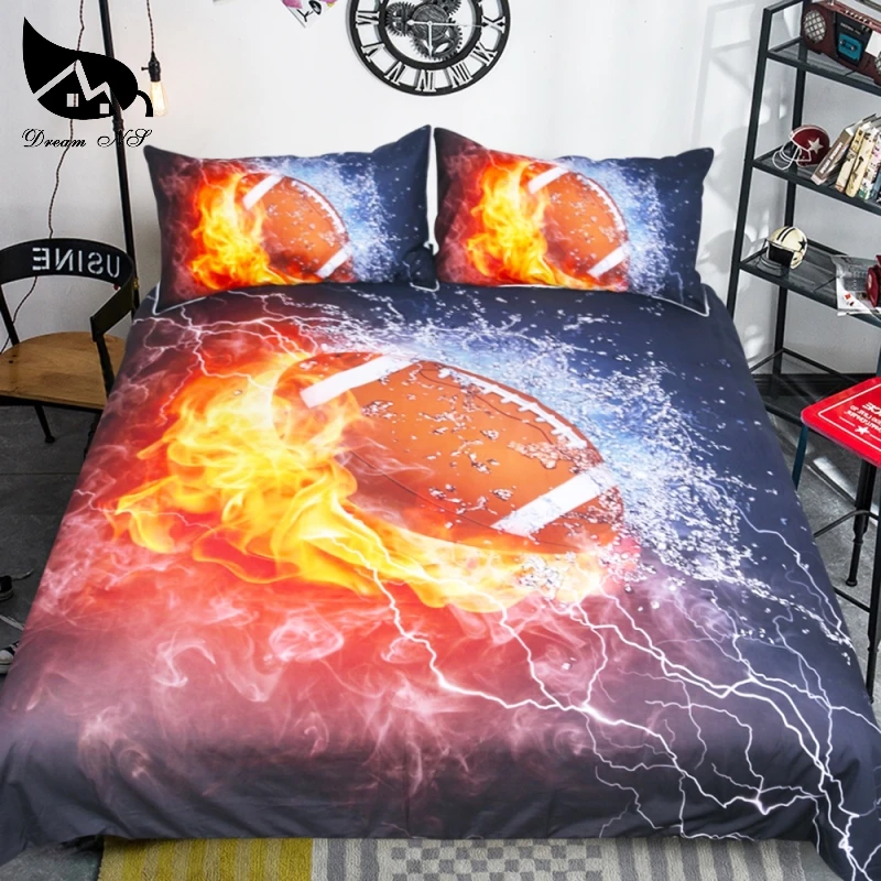 Dream Ns 3d Water Flame Football Duvet Cover Bed Set Twin Full