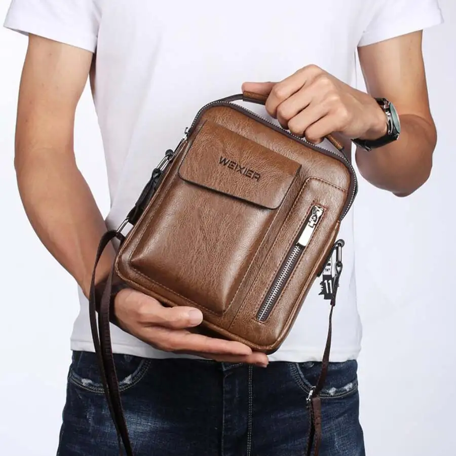 

Retro men's handbags brand business leather men retro bag high-capacity zipper handbag men's shoulder Messenger travel bags sac