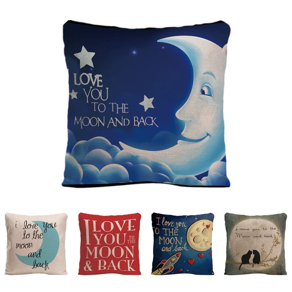 I Love You To The Moon и задняя Наволочка декоративная подушка для автомобильных обложек с