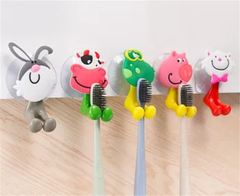 

Cute Cartoon Animal Shape Holder Sucker Suction Hooks Set Baby Care Hanging Baby Toothbrush Holder Towels Etc