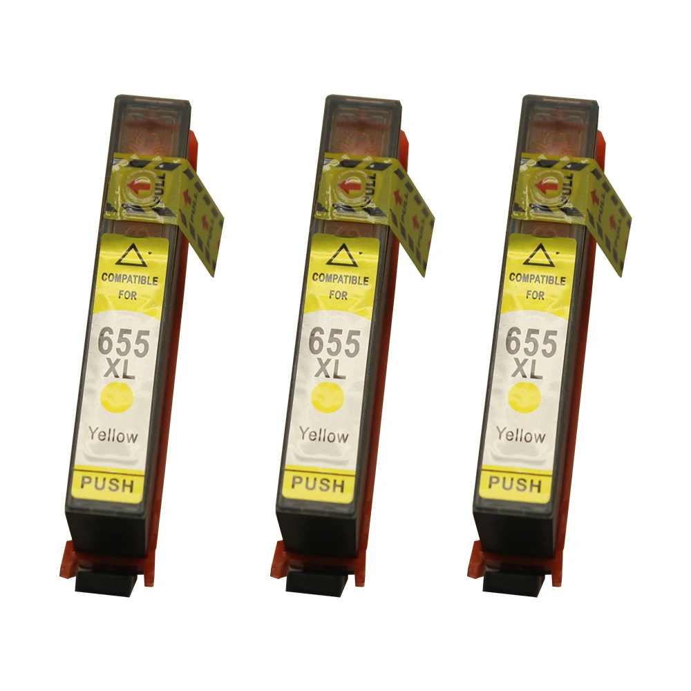 3x желтый 655XL Chipped картридж Замена для Deskjet чернила ПРЕИМУЩЕСТВО 3525 4615 4625 5525 6525 e All in