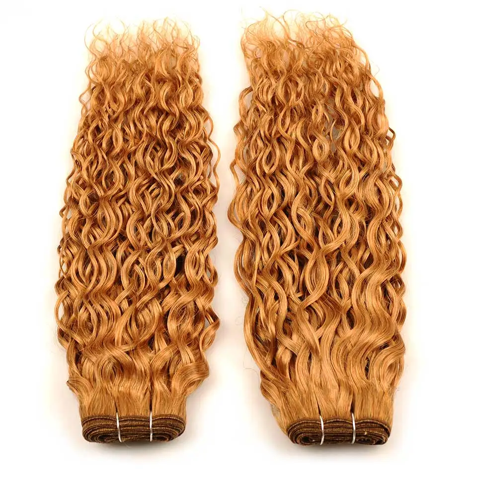 Pinshair Per-Colored 3 Pcs Lot Brazilian Water Wave #27 Honey Blonde Human Hair Weave Non Remy Bundles 10-26 Inch Wet Wavy Hair (3)