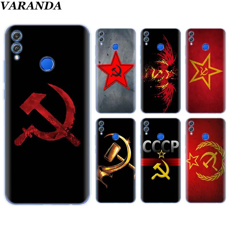 

Red Soviet Union USSR Grunge Flag Silicone Soft Case for Huawei Honor Y5 Y6 Y7 Y9 2019 8X 8C 7A 7C 7S 9 10 Lite Phone Case Coque