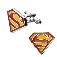 Men’s shirts Cufflinks high-quality copper material Red yellow Superman Cufflinks 2 pairs of packaging for sale
