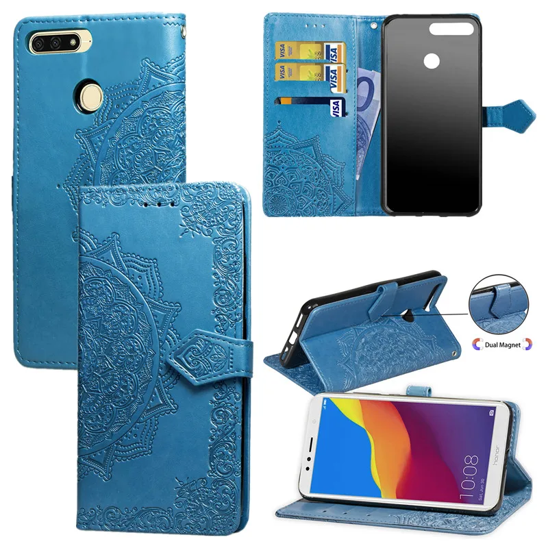

For Huawei Honor 7A Pro case New Mandala Flower Leather Wallet Coque Cover For Huawei Honor 9 lite 6X 7C Y5 Y6 Prime 2018 Phone