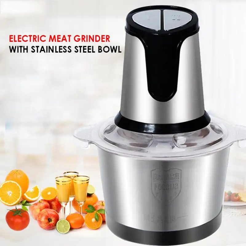 Stainless Steel 2 Speeds 2L Big Capacity Household Electric Meat Grinder big capacity Chopper Meat Grinder Household Mincer Food