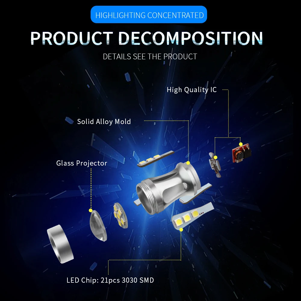 GZKAFOLEE высококачественный тормозной светильник s T20 7443 7440 W21/5W W21W светодиодный WY21W