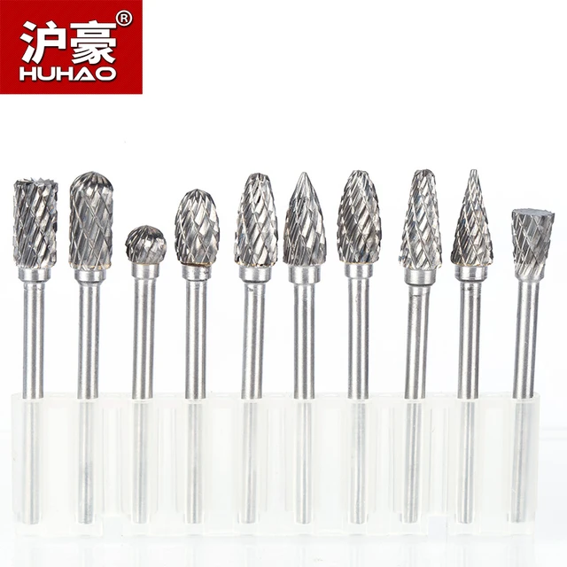 HUHAO 1/8 Shank Rotary Tool Grinding Accessories metal Polishing dremel  bits Burr Electric 3x6 Tungsten