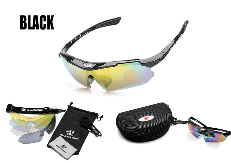 Велосипедные солнцезащитные очки, спортивные мужские и женские очки для велоспорта, солнцезащитные очки с 5 линзами, аксессуары cyclisme - Цвет: Black