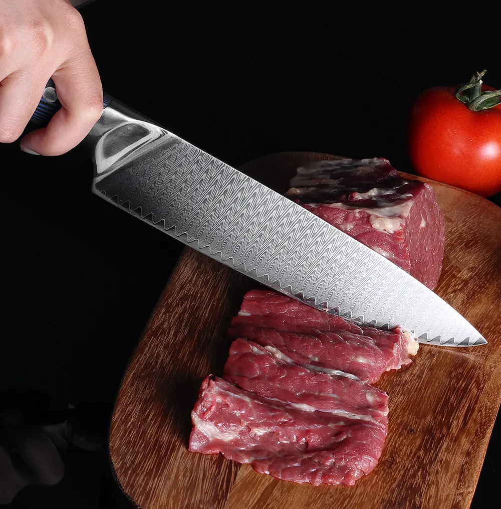 XITUO 8 дюймов профессиональные поварские ножи 67 слоев японской VG-10 дамасской стали кухонный нож кованый Santoku Кливер кухонный инструмент