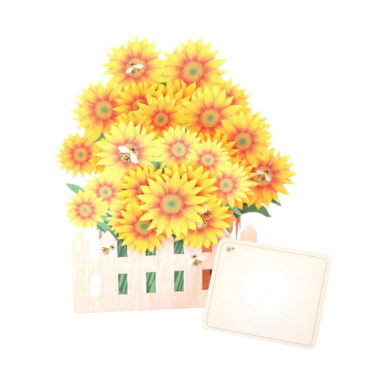  3D Handmade Garden Yellow Sunflower Paper Greeting Cards Birthday Party Invitation Teachers' Day We - 32910369453