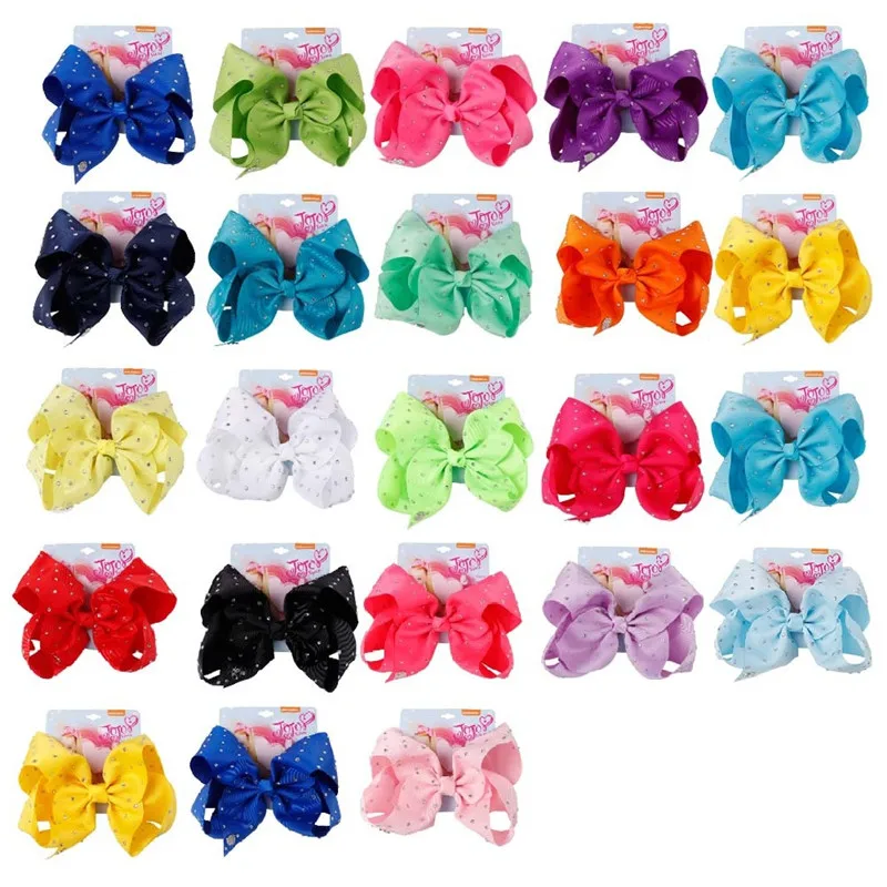 

8" Large JoJo Bow Hair Clip For Girls Kids Handmade Siwa Crystal Collection Colorful Hairpin Hair Bow Hair Accessories