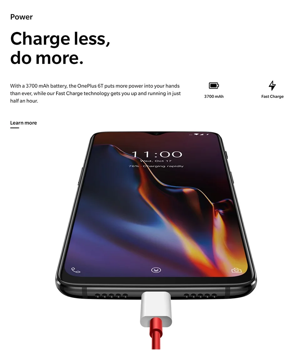 Оригинальный смартфон Oneplus 6 T 6 T 6 GB 128 GB Snapdragon 845 19,5: 9 Full screen In display Fingerprint ID 6,41 "20MP OxygenOS