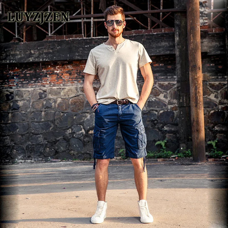 Men's Cargo Shorts Men Work Casual Shorts Summer Male Fashion Joggers ...