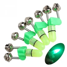 10Set  Lot LED Twin Bell Fishing Tackle Green Rod Clip Tip Lights Bait Alarm Fishing Alarm