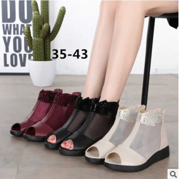2019 Summer Mouth Woman Boots Low Bottom Lace Woman Sandals 35-43