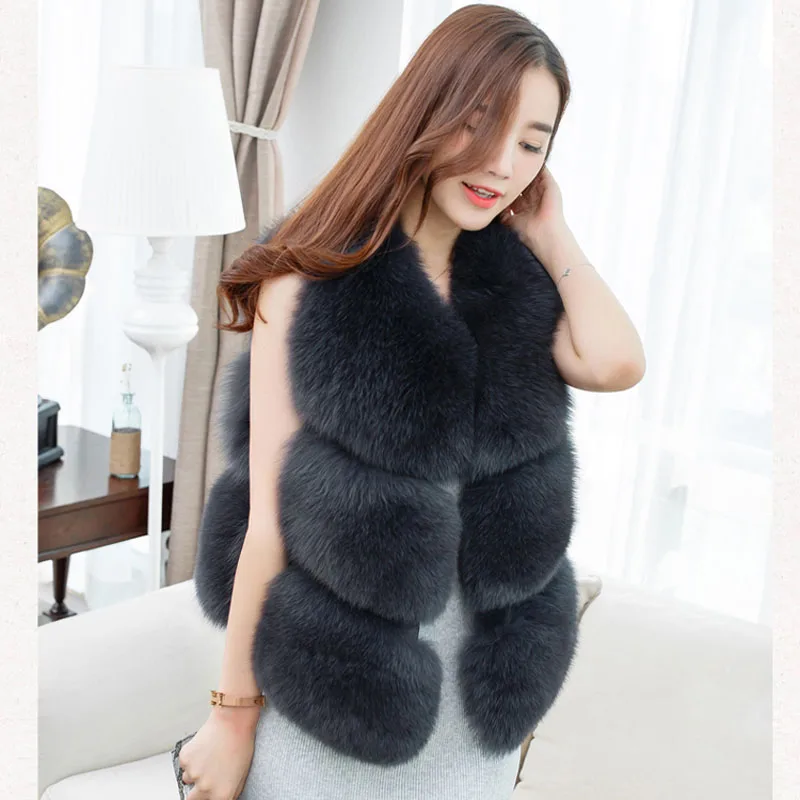 

2019 Women Real Natural Fox Fur Vest Female Winter Autumn 100% Genuine Fox Fur Waistcoat Fashion Lady Real Natural Fur Gilet