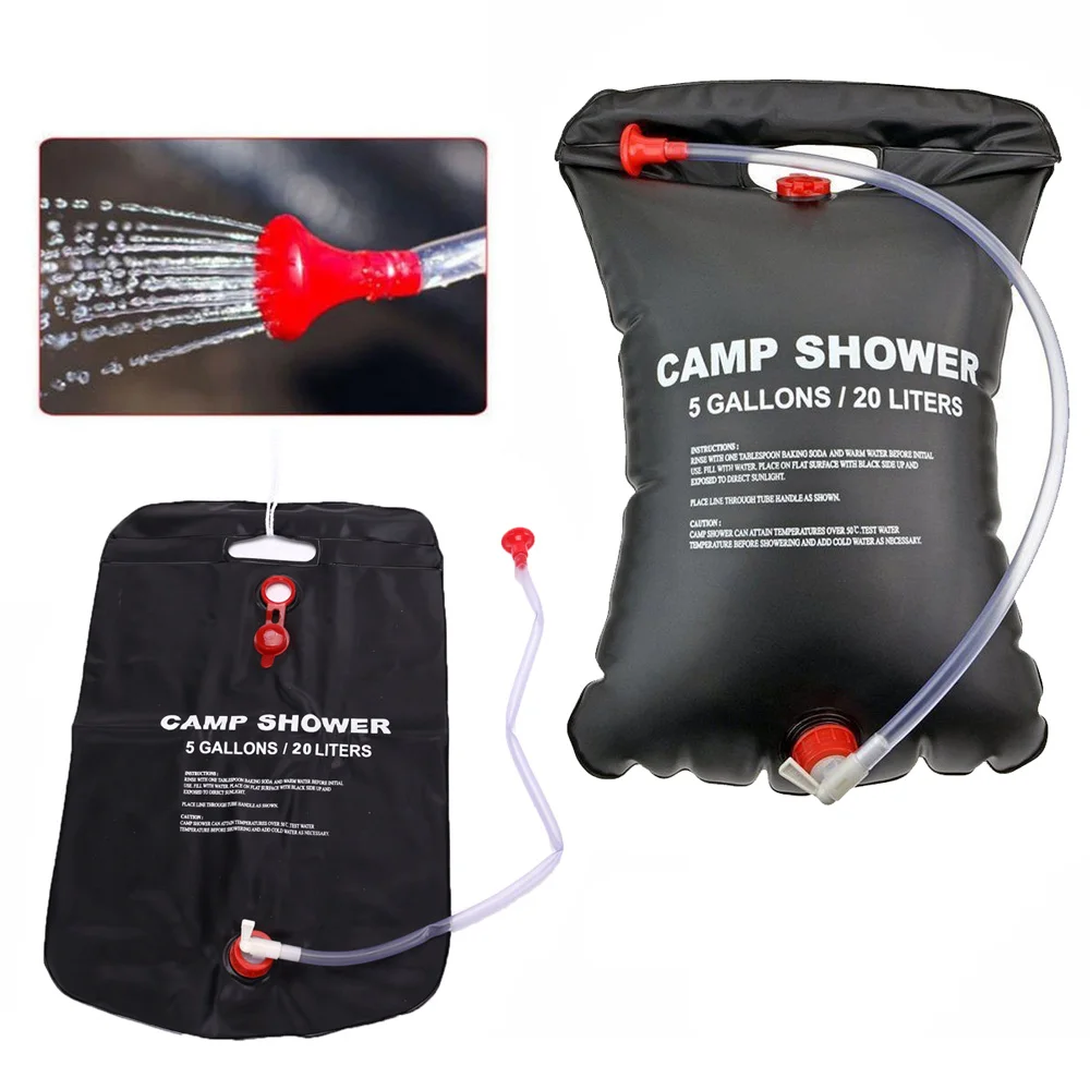 Portable 20L Solar Camping Shower Outdoor Hiking Heated Bathing Water Bag 