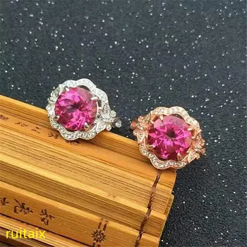 

KJJEAXCMY fine jewelry 925 Pure silver inlaid with natural gemstone pink topaz ring jewelry gold and silver color.