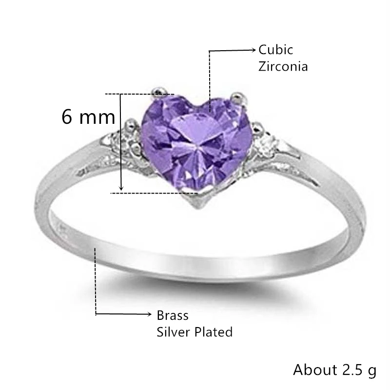 Silver Ring Wedding Rings Finger Rings Womens Ring Jewelry Rings Ring Jewelry Signet Ring Couple Rings Moissanite Ring Cubic Zircon Ring Huitan Mood Ring with Lovely Heart Design Brilliant CZ Prong Setting Silver Plated Gift Rings for Women