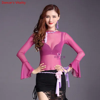 

Adult Sexy Net yarn Oriental Oriental Belly Dance Tops Costumes Shirt for Women Belly dance Indian Dance Clothes Dancer Wear