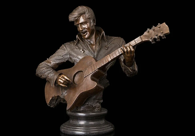 

Art Deco Sculpture Elvis Presley Play Guitar Bronze Statue R0712
