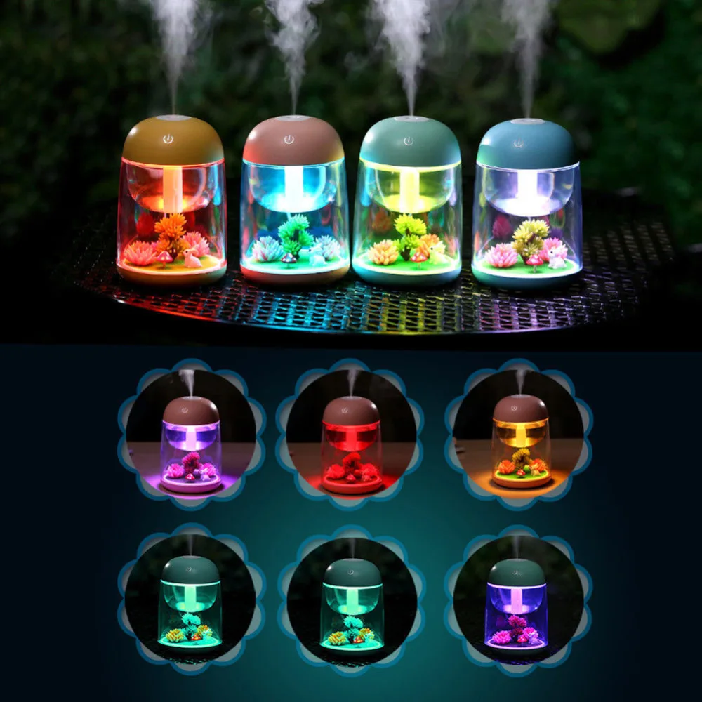 

Mini Landscape Plant Air Humidifier USB Ultrasonic Night Light Diffuser Desktop Air Purifier Beautiful Night Light Diffuser