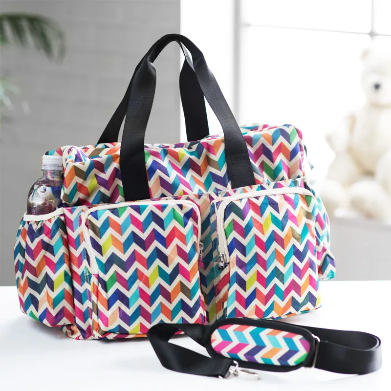 

Fashion Large Colorful Baby Nappy Changing Diaper Bag Messenger Bag Tote Bag+2 Stroller Hooks