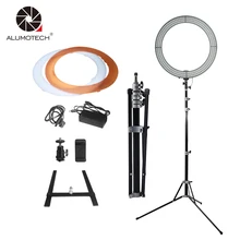 Alumotech 18 “anillo LED Light + stand selfie luces 60 W 5500 K/3200 K dimmable bombillas para cámara fotográfica estudio Video teléfono