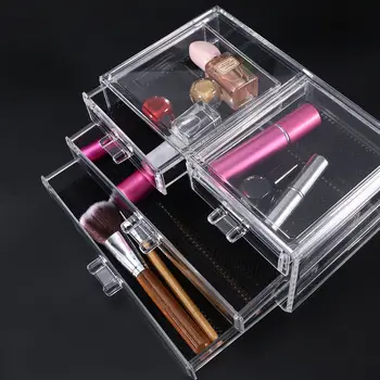 

Acrylic 3-Layer 4-Drwaer Clear Acrylic Cosmetic Organizer Makeup Storage Boxes Organizer Drawer Jewelry Boxes Lipstick Cases