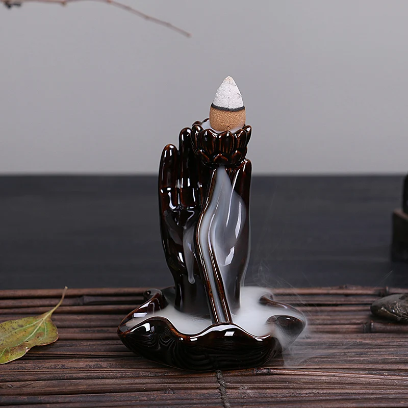 Buy Creative incense Burner + 10Pc Incense Cones,Lotus Smoke Backflow Ceramic