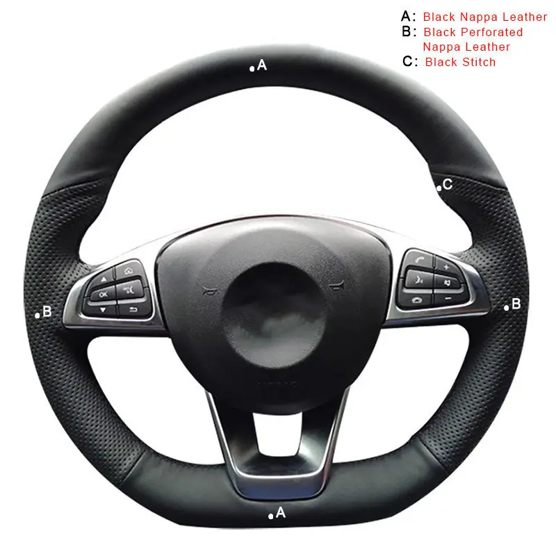 Top Layer Leather Автомобильная оплетка на рулевое колесо для Mercedes Benz C200 C250 C300 B250 B260 A200 A250 Sport CLA220 Авто покрытие колеса Стайлинг - Название цвета: Top Layer Leather