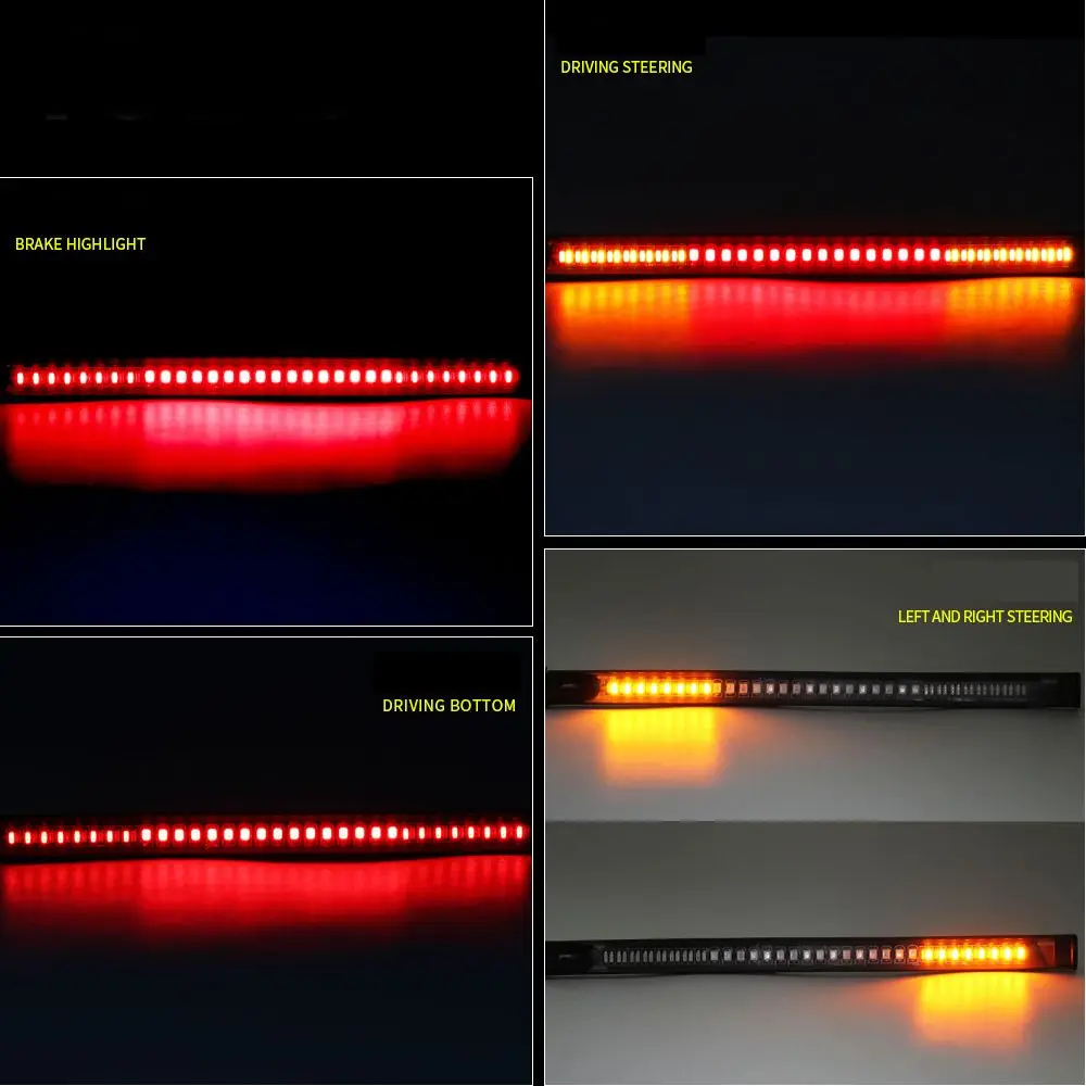 Гибкий 48 Светодиодный светильник для мотоцикла, Полоска, Задний сигнал поворота, задний тормоз, стоп-лампа, тормозной светильник 2835 3014 SMD, двойной цвет