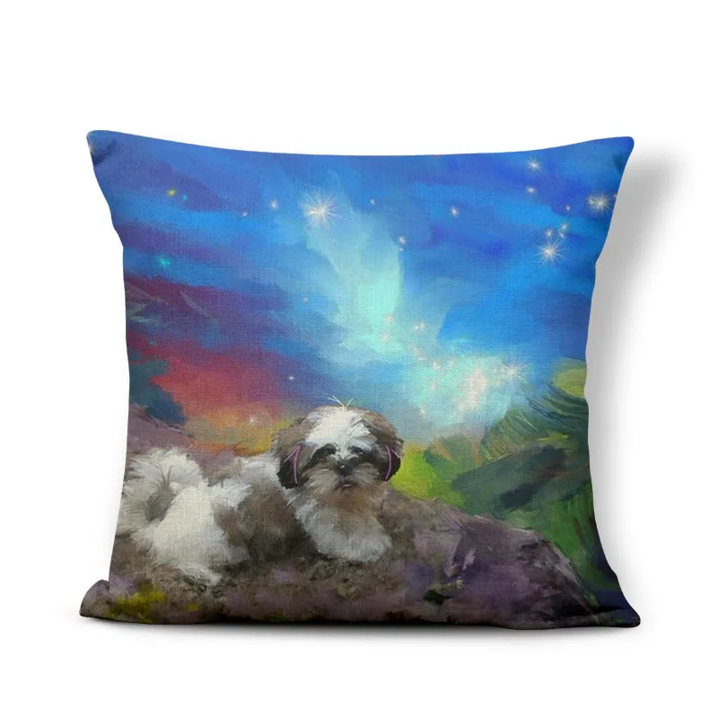 Чехлы для подушек с изображением собак-тцу наволочка ребенка евро отражение украшения звездное небо чехлы на диванные подушки, размером 45*45 см из хлопка и льна - Цвет: 5