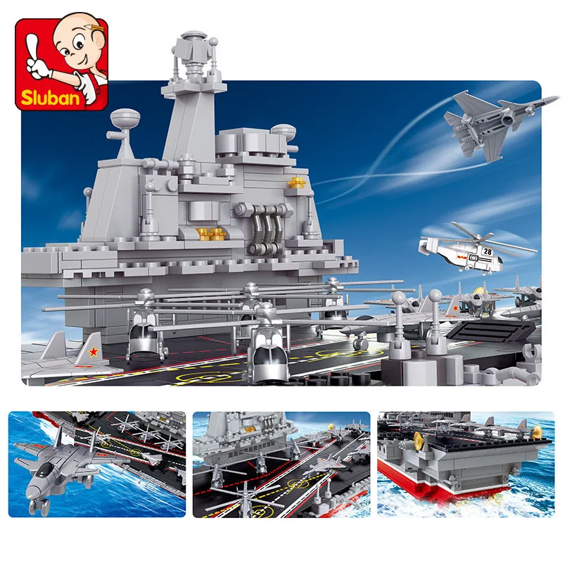 1059Pcs Military Building Blocks Sets ARMY 1:450 Aircraft Carrier Cruiser Warship Juguetes Weapon L