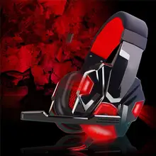 Cheapest Anti-noise LED Lights Stereo bass Gaming Headsets For PC Gamer encouter Glow Headphones With MIC USB+3.5mm Audio Cable red A273
