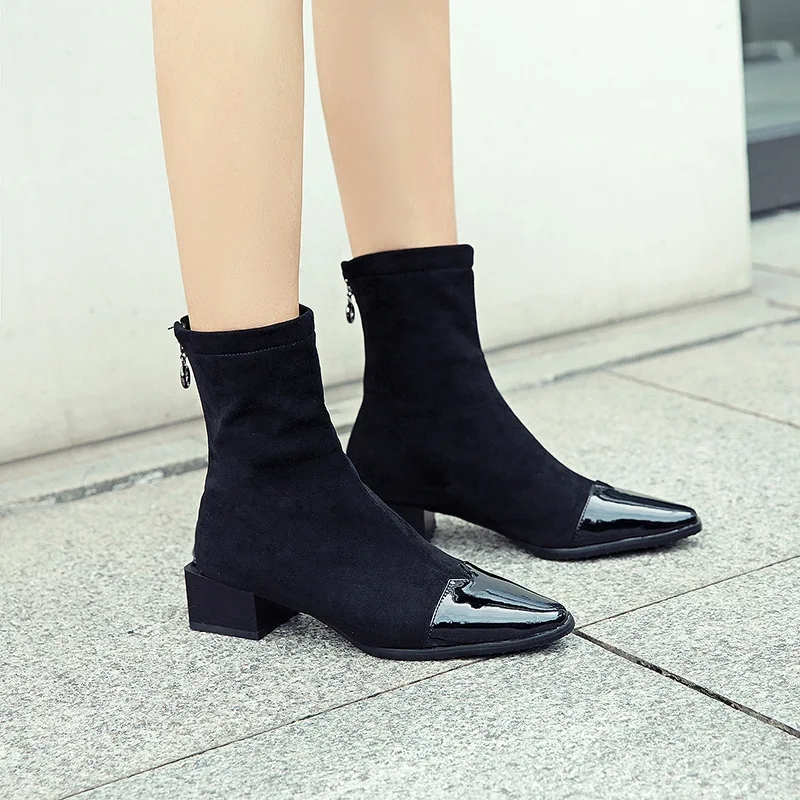 High Quality Ankle Boot Suede Soft Leather Women Boots Back Zip Short Plush Spring Autumn Boots Plus Size Shoes Ladies Fletiter Women's Shoes