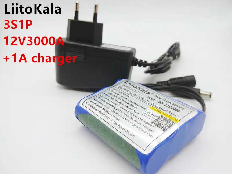 

HK LiitoKala Dii-12V3000 DC 12V 3000 mAh 18650 Li-lon DC12V Super Rechargeable Battery + AC Charger + EU Explosion Proof Switch