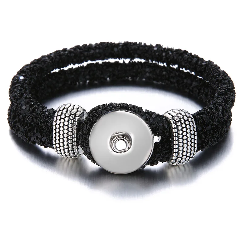Модный трендовый флуоресцентный цветной Блестящий оснастки браслеты подходят 18 мм оснастки кнопки оснастки ювелирные изделия SE0214 подарок - Окраска металла: black