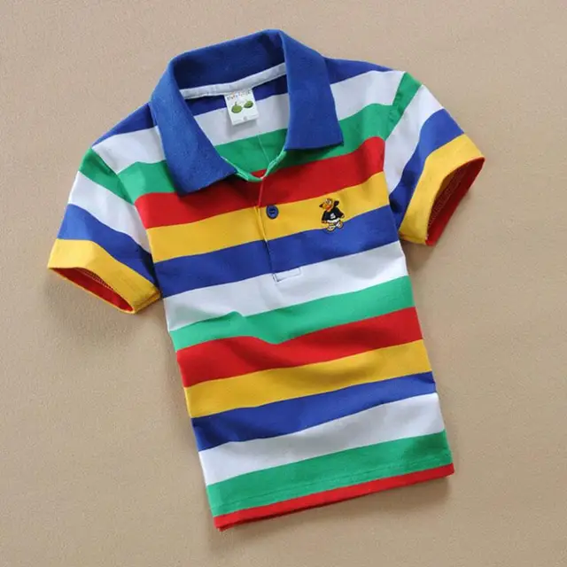 Kids Boy Polo Shirts 2018 Summer New Trendy Colorful Striped Short