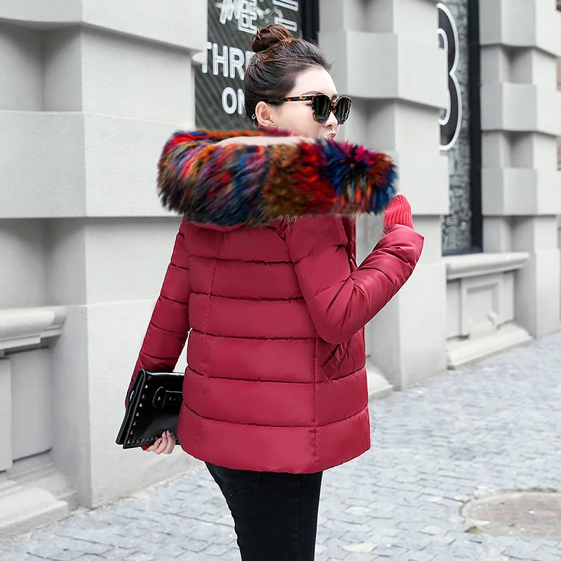 Женская теплая зимняя куртка Модные женские парки с капюшоном белый меховой воротник пуховое хлопковое пальто Высокое качество Женское зимнее пальто