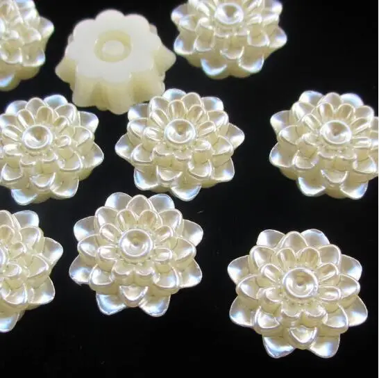 

10pcs /lot ABS Imitation Pearl White Color flower 20mm DIY Half Round Simulated Pearl Bead Flat Back HandCraft Accessories DIY