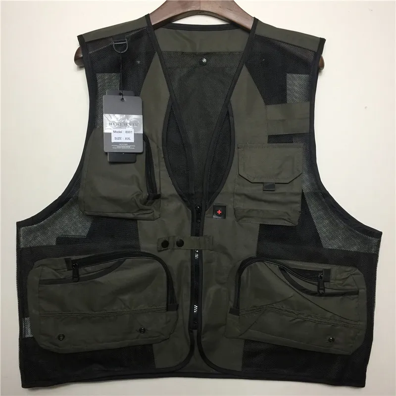 Summer Men Black Mesh Travel Vest With Pockets Sleeveless Photographer Clothes Male Vestin