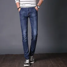 Europe and America hot selling slim pencil jeans for boys New Design High Quality Fashion Slim Fit Elasticity Jeans For Men