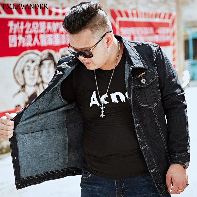 

New Trend In 2019 Fashion Men Denim Jackets Black Color Plus Size 8XL Fashionable Jean Jackets Men