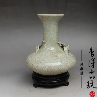 

Jingdezhen Antique Song Ge Kiln Pinch Flower Crack Glaze Vase Decoration