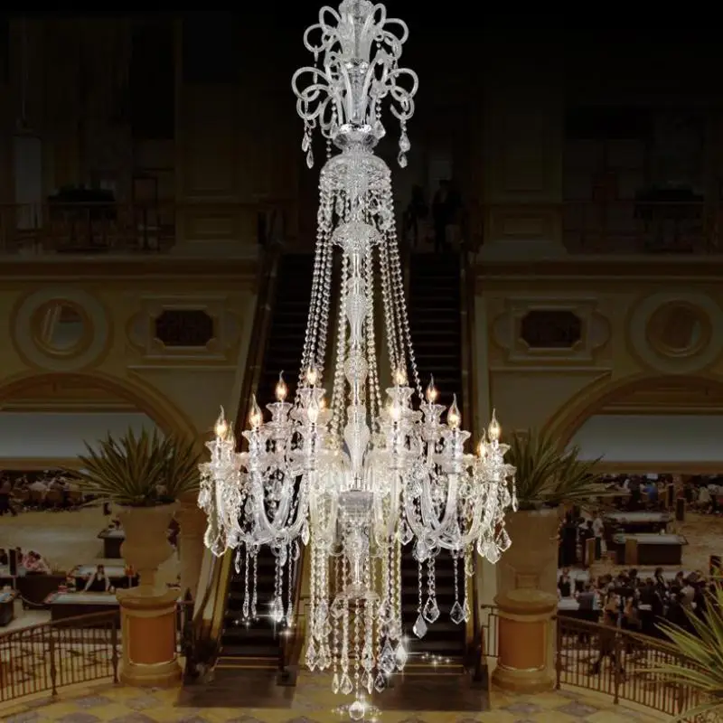 2.1M large Led candle chandelier crystal lighting for foyer villa hotel