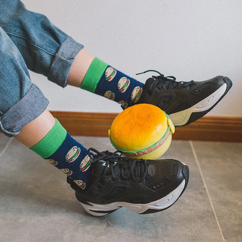 Харадзюку носки с рисунками яиц/пиццы/суши японские желтые носки в стиле хип-хоп забавные Креативные мужские носки унисекс