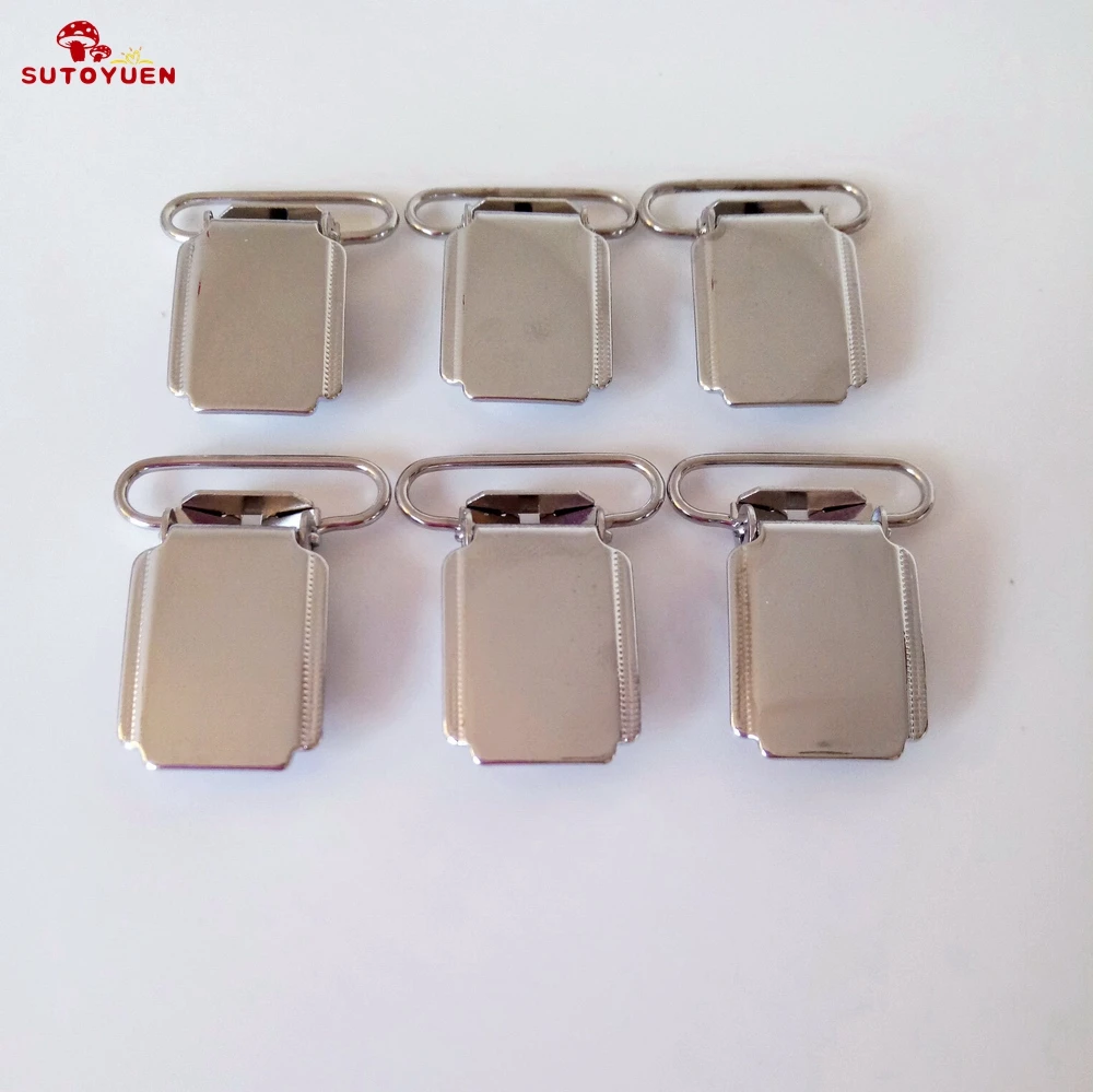 

10 pcs Square Shaped Metal Suspender Clip Paci Pacifier Clips Hook Holder with Plastic Insert for 1 inch 25mm Sutoyuen